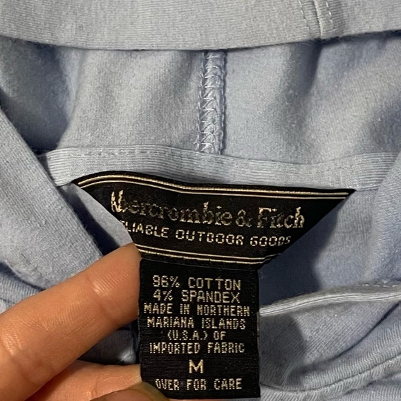 Vintage Y2K Abercrombie & Fitch Light Blue 1/2 Zip 3/4 Sleeve Hoodie Size Medium - Picture 4 of 5